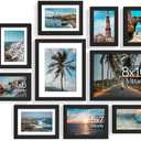 Vittanly 10 Pack Picture Frames Collage Wall Decor, Gallery Wall Frame Set for Wall or Tabletop Display, Engineered Wood and Shatter-resistant Plexiglass, Multi Sizes with 8x10, 5x7, 4x6 Frames, Black