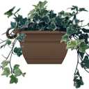 The HC Companies Eclipse Square Hanging Planter for Indoor Plants - Contemporary Hanging Plant Pot w/Attached Saucer - Lightweight & UV-Resistant Hanging Plant Holder (12" Chocolate, Pack of 1)