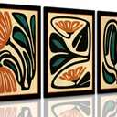 XIGBAWAN 3Pcs Mid Century Floral Wall Art Boho Abstract Botanical Canvas for Living Room Bedroom Office Decor 16x24 Inch
