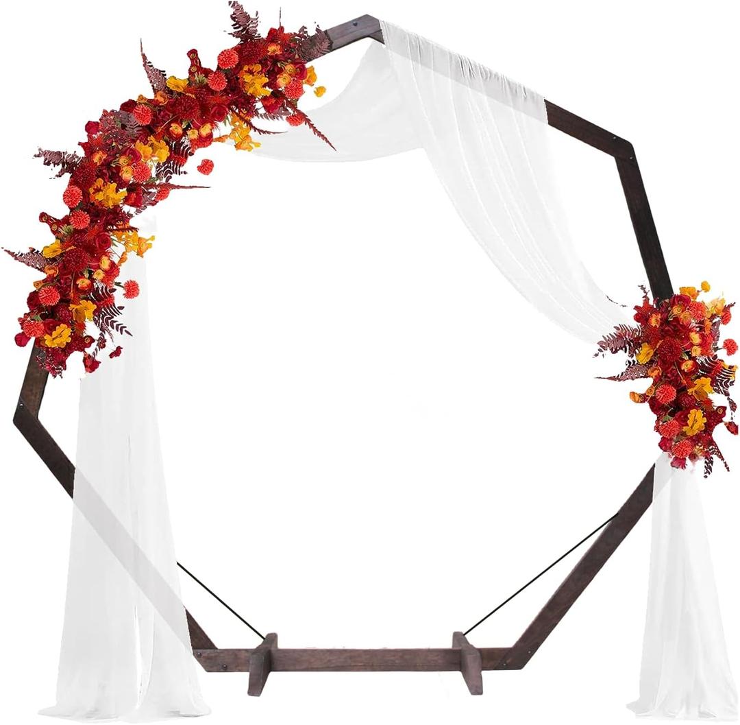 THORISE 7FT Wedding Arch, Heptagonal Wood Arch for Wedding Ceremony, Arbor Backdrop Stand for Garden Parties, Indoor, Outdoor, Wooden Arbor Rustic Farmhouse Theme