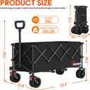 52.4" L Extra Large Collapsible Wagons Carts Foldable, 450lbs Heavy Duty Folding Beach Wagon with All-Terrain Big Wheels, Utility Wagon Cart for Groceries, Outdoor Camping, Shopping, Beach, Garden