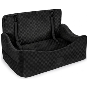 JOEJOY Dog Car Seat for Medium/Large Dogs - Reversible Dual-Sided Travel Dog Car Bed with Memory Foam, Washable Pet Booster Seat for Do gs up to 55 lbs or 2 Small Dogs, 2 Safety Leashes, Grey
