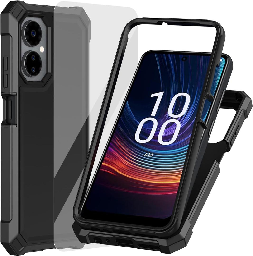Ailiber for Boost Celero 3 5G Case with Screen Protector, Dual Layer Protection, Shockproof Corners TPU Bumper, Slim Protective Phone Cover - Black