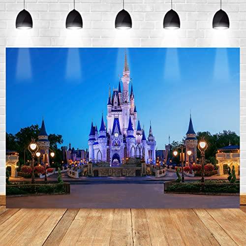 Blue Castle Party Backdrop Street Lamp Woods Photography Background MEETSIOY Fairy Tale World Photo Booth Props Banner Birthday Party Supplies Photo Backdrop 10x7ft BJZSMT122