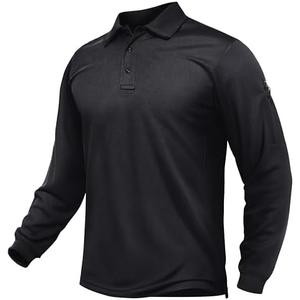 TACVASEN Men's Long Sleeve Polo Shirts Quick Dry Tactical Golf Collared Lightweight Work Breathable Moisture Wicking Outdoor.XXL
