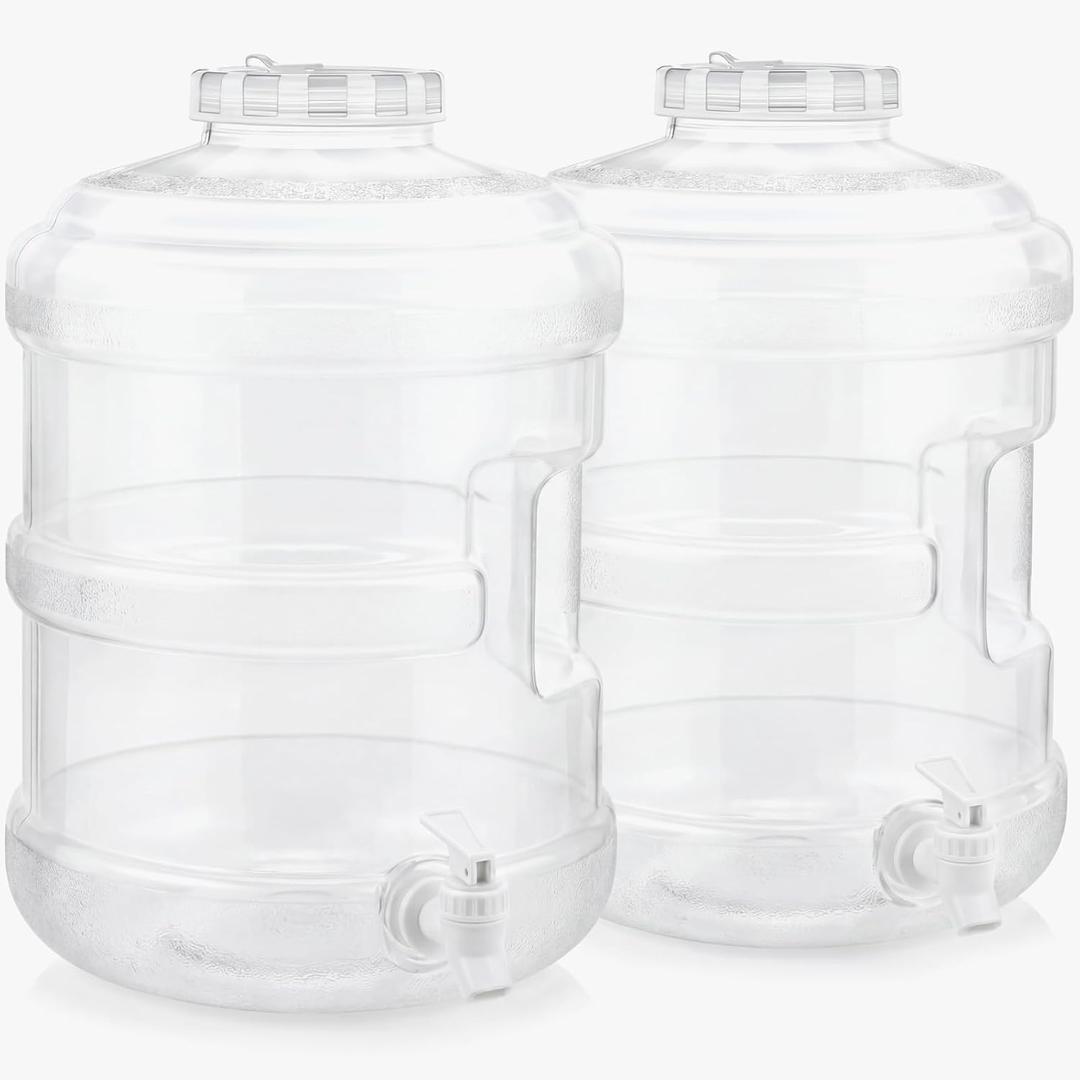 3 Gallon 2 Pack Beverage Dispenser, Large Plastic Drink Container with Spigot and Lid for Parties, Lemonade, Iced Tea, Juice & Aguas Frescas