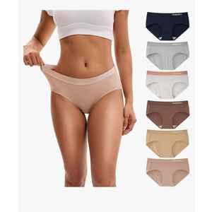 INNERSY Women’s Underwear Cotton Hipster Panties Mid Rise Briefs Tagless Wide Waistband 6 Pack L