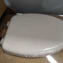 Mayfair Padded Toilet Seat, Cushioned Soft Vinyl over Wood Core Seat, Secure Hinges, Easy Clean, Made in USA, Elongated, Bone