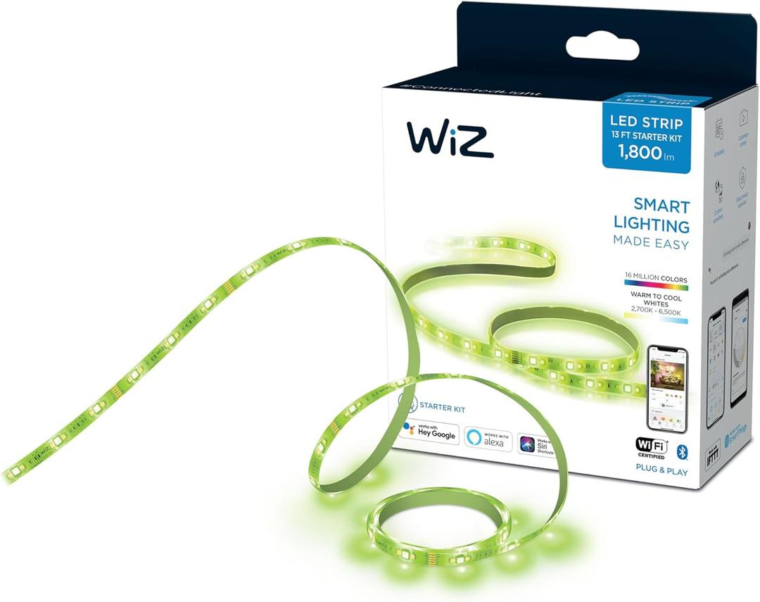 WiZ Connected 13ft LED Light Strip Base Kit + Extension - Flowing Multicolor LED Color-Changing Light Strip For Your Smart Home - Compatible with Alexa and Google Home Assistant