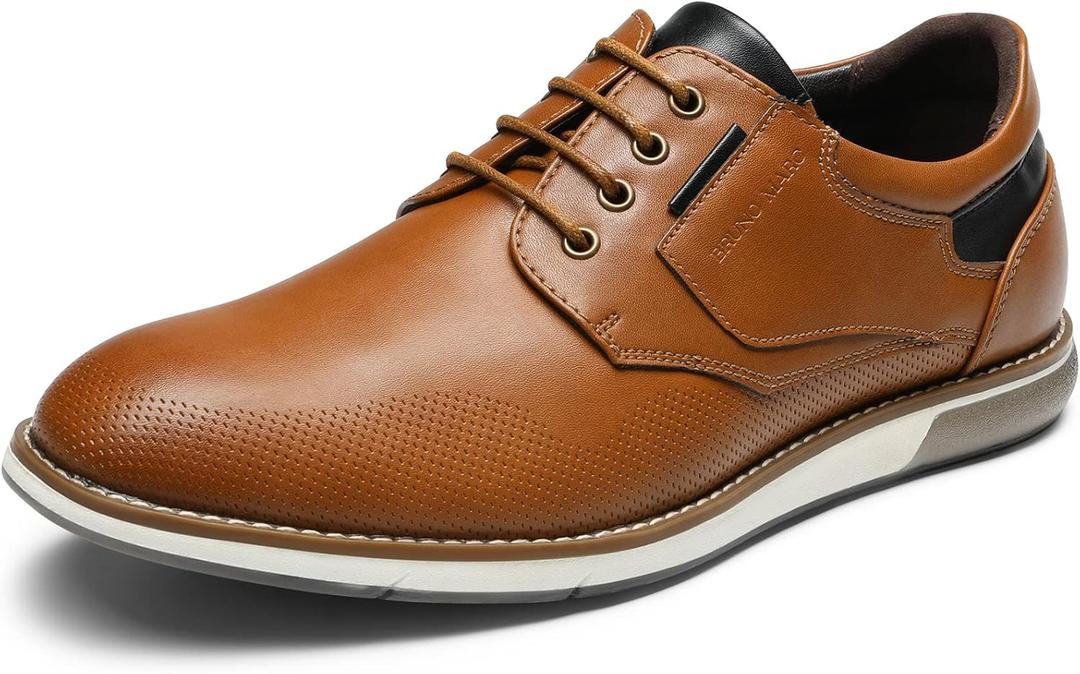 Bruno Marc Men's Casual Dress Oxfords Shoes Business Formal Derby Sneakers (9.5 Wide, Brown)