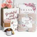 Thank You Gifts for Women,8Pcs Christmas Gift Set, Perfect for Teachers, Nurses, Coworkers, Friends,Boss,Includes Blanket, Candle, Coaster