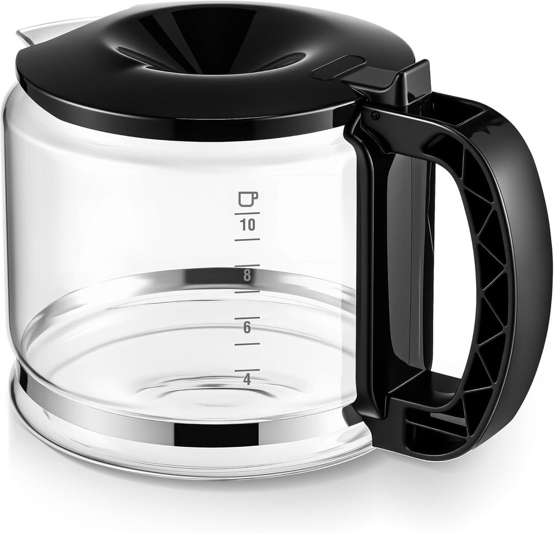 10-Cup Glass Coffee Carafe Compatible with De'Longhi 3066 3067 3093 3094 3111 3112 Kf140 Kf863, Coffee Pot Compatible with 7313283649, Espresso Carafe Machine Parts