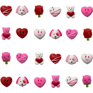 24 PCS Valentines Day Mochi Squishy Toys Squishies for Kids School Class Classroom Valentines Day Cards Gifts Prizes Party Favors