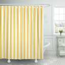 Emvency Stripe Shower Curtain Waterproof Vertical White Yellow Striped Polyester Fabric 72 x 78 Inches Set with Hooks
