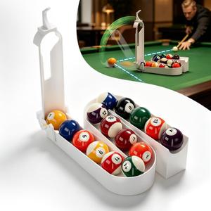 3D Printed Billiard Training Tool, Non-Slip Base Billiards Training Aid, 15 Balls Capacity, Portable Easy Setup, Improves Shot Precision, Comes with 2 Sets Retaining Pins & Rubber Bands