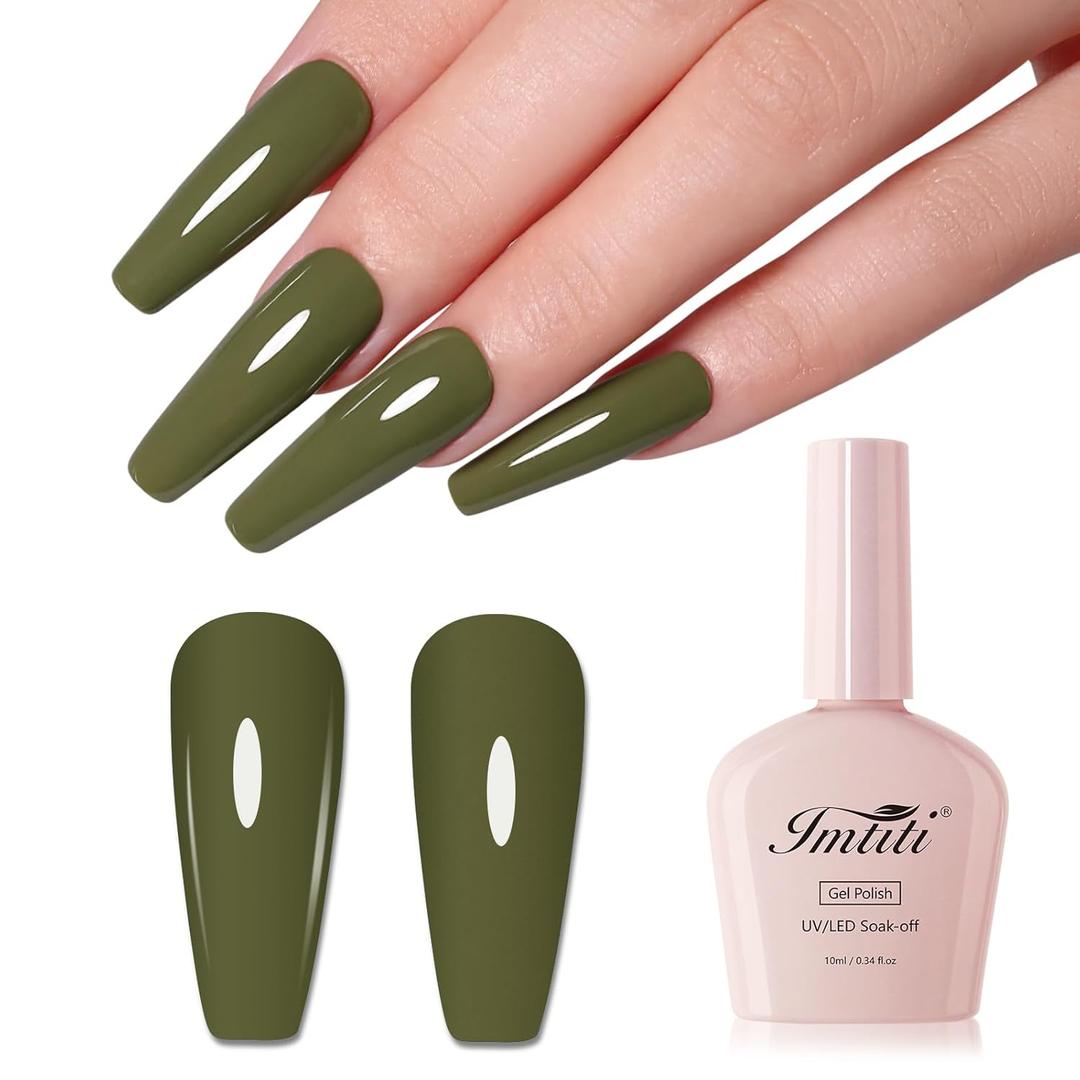 10ml Olive Green Gel Nail Polish Long Lasting Soak Off UV Led Fall Gel Polish Salon DIY at Home Gift for Women 1Pcs