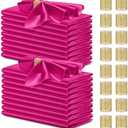 vveiiye 40 Pack Satin Napkins and Napkin Rings Set of 20 Hot Pink Satin Table Napkins 17 x 17 Inch, 20Pcs Silky Cloth Napkins for Wedding Party Banquets Dinner