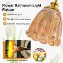 Bathroom Light Fixtures (3-Light), Vintage Brushed Gold Vanity Lights for Bathroom with Amber Tulip Crystal Glass Shade, Vanity Wall Light Over Mirror for Bedroom Living Room Hallway
