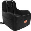 Lealchum Dog Booster Car Seat for Small/Medium Dogs Up to 35lbs,Elevated Cushion Fits in Front/Back Seat,Fully Detachable and Washable,2 Storage Pockets & Dog Leashes,Easy to Install (Black,Medium)