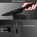 Knife Set with Sharpener  15 pcs High Carbon Stainless Steel Knives Block Set, Stainless Steel Knife Set, Built-in Sharpener Kitchen Knife set, With Anti slip and Ergonomic Handles (Black)