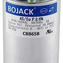 BOJACK 45+5 uF 45/5 MFD ±6% 370V/440VAC CBB65 Dual Run Circular Start Capacitor for AC Motor Run or Fan Start or Condenser Straight