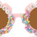 YOGFIT Round Flower Birthday Glasses for Kids Girls Cute Birthday Party Accessories Happy Birthday Gifts Birthday Sunglasses