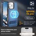 Magnetic for iPhone 16 Pro case with New with Kickstand [Compatible with MagSafe] Leather for iPhone 16 Pro 6.3'' Blue