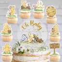 Acrylic Winnie Bear Cake Decorations Set with the Cake Topper, 48pcs Pooh Baby Shower Cupcake Toppers, Oh Baby First Birthday Cake Decorations