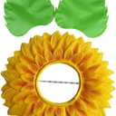 Cabilock Sunflower Head Cover for Kids Soft Cloth Sunflower Costume Accessory with Leaf Gloves Perfect for Carnivals Dance Performances and School Events