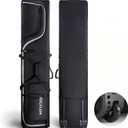 Ski Bag 360 Fully Padded Ski Bag with Wheels, 1200D Waterproof Fabric, 10mm Pearl Cotton Padded, Fits Single Ski/Double Skis/2 Sets Skis, Roller Ski Bag for Air Travel (Black)