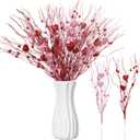 Geyoga 24 Pcs Valentine Floral Picks 16 Inch Glitter Heart Picks Bulk Red Pink Heart Shaped Berry Stem for Valentine Tree Topper Wedding Table Vase Decor (Red,Pink)