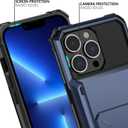 Nvollnoe for iPhone 13 Pro Max Case with Card Holder[Store 5 Cards] Dual Layer Heavy Duty Shockproof Wallet Case with Hidden Card Slot Storage Case for iPhone 13 Pro Max(Blue)