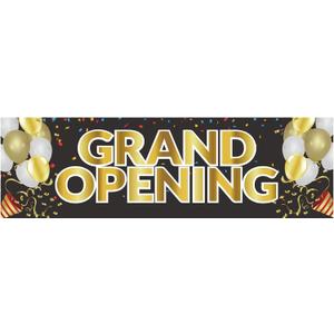 Grand Opening Banner, 3 x 10 ft New Store Grand Opening Sign and Rope, Oxford Cloth Large Advertising Backdrop Decor for Shop Garden Outdoor Ceremony Party Supplies
