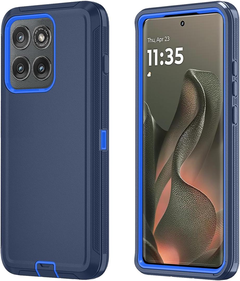 Qinmay Phone Case for Motorola Moto Edge 5G 2025 Case, Heavy Duty Shockproof & Dropproof 3-Layer Cover Phone Case for Moto Edge 2025,(Dark Blue)
