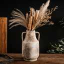 Tenoclock Ceramic Flower Vase with Handles, 11 Inch Tall Vase for Centerpieces, Large Decorative Terracotta Vases, Farmhouse Rustic Vases for Home Decor, Living Room, Table, Neutral (Terracotta-L-1622)