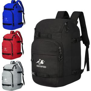 KEOFID 50L Ski Boot Bag Backpack, Waterproof Ski Bag, Travel Backpack for Ski Helmet, Snowboard (Black)