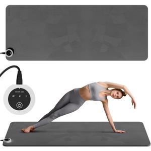 Heating mat, Adjustable Temperature Heated Floor mat, Extra Large Anti Slip Electric Heating Yoga mat,Foot Warmer,Winter 120V Heated Rug Suitable for Yoga, Pilates,Exercise (Deep)