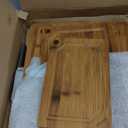 Hiware 4 Pieces Extra Large Wooden Cutting Boards Set- Bamboo Cutting Boards for Kitchen Meal Prep & Serving, Cutting Board with Deep Juice Groove & Built-in Handles, Charcuterie & Chopping Board (Brown)