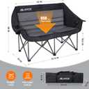 Huskfirm Heated Double Camping Chair, Heated Camping Chair with 3 Adjustable Temperatures and 4 Heating Zones,Portable Heated Chairs Outdoor Sports Support 650lbsBattery Not Included
