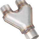 LCGP Stainless Steel Y Pipe 2.5 Inch ID Single to 2.25'' Inch ID Dual Exhaust Adapter Connector 10" Overall Length