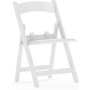 Flash Furniture HERCULES Kids White Resin Folding Chair with White Vinyl Padded Seat (Set of 1)