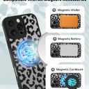 Case for iPhone 15 Plus [Compatible with MagSafe] Aesthetic Black Leopard Cute Design for Women Girls | Soft TPU Bumper Hard PC Back Translucent Matte Protective Slim Magnetic Phone Cover