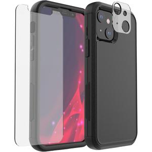 Dikes for iPhone 13 Heavy Duty Phone Case, 3-Layer Pocket-Friendly Durable Full Body Protection Dropproof Protection Shockproof Non-Slip Protective Case for iPhone 13 Case with Screen Protector(Black)