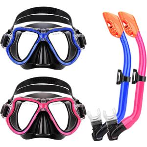 Snorkeling Gear for Kids, 4 in 1 Child Mask Fins Snorkel Set with Panoramic View Anti Fog Mask, Dry Top Snorkel, Trek Fins and Travel Bag, Kids Snorkeling Set with Fins for Snorkeling Swimming, Size: 1-4(32-36) Without Fins