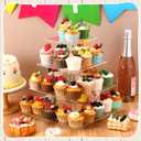 Tiered Cupcake Display Stand Rotatable Cake and Cupcake Tower Stand Combo Clear Acrylic Cake Holder with Tiered Tray for Dessert Pastry Birthday Wedding Party Table(4 Tire and Rectangle)