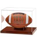 Football Display Case, Acrylic Football Case Clear, UV Protected Display Case with Solid Wood Base Stand for Full Size Signed Football Holder, Football Display Box for Football Fans & Collectors
