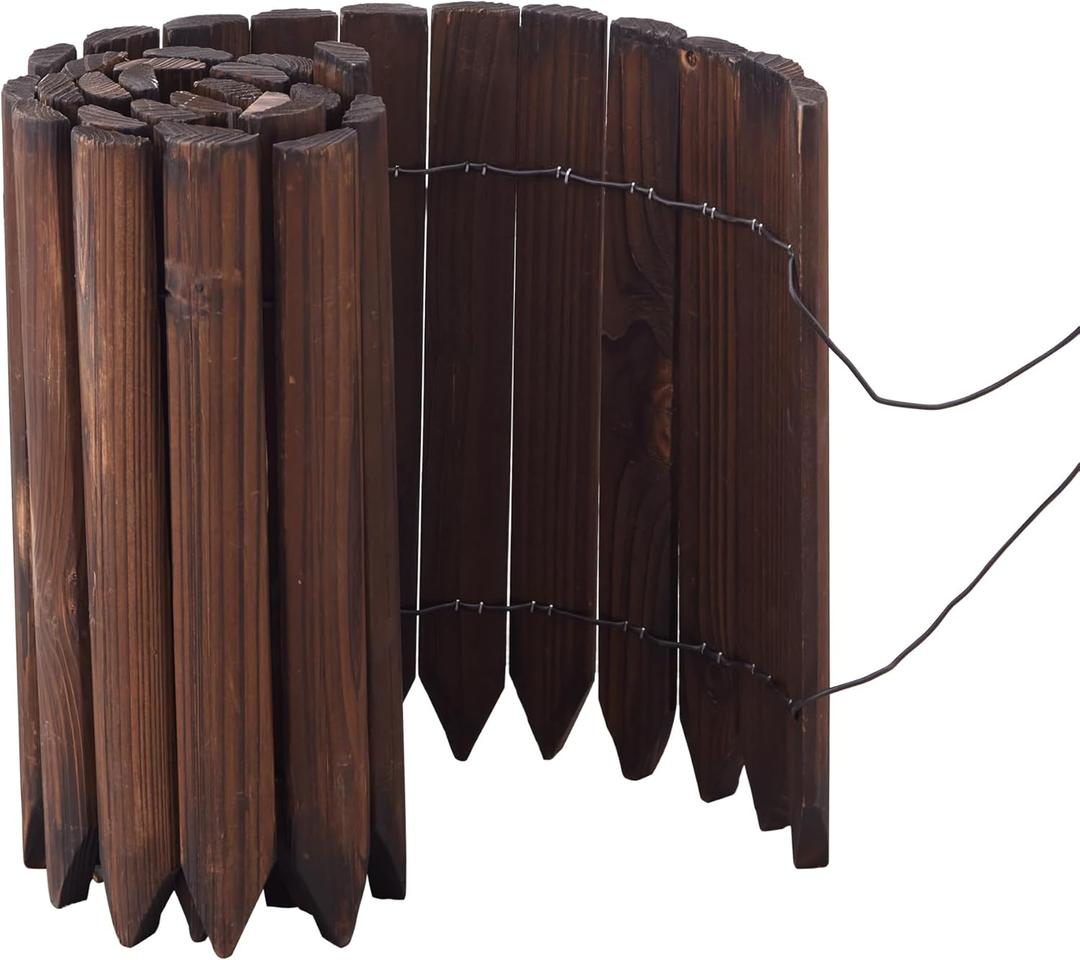 Decorative Wood Garden Edging Border Fence for Yard, Patio, Path, Flower Bed, 11.8" H,2pcs