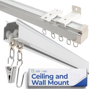 Jos & Haz Ceiling Curtain Track 16.4ft, Aluminum Curtain Track Wall Mount