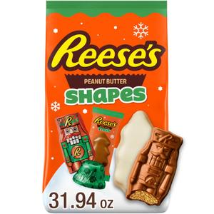 REESE'S Assorted Flavored Peanut Butter Shapes, Christmas Candy Bag, 31.94 Ounces (EXP 03/31/26)