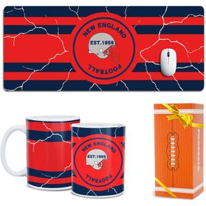 Football Fan Coffee Mug Cup and Large Mouse Pad Set New England Themed XXL Desk Mat Merch Shop Men Women Sport Stuff Gear Apparel Patriot Team Decor Dad Boyfriend Bf Birthday Cool Christmas Xmas Gift